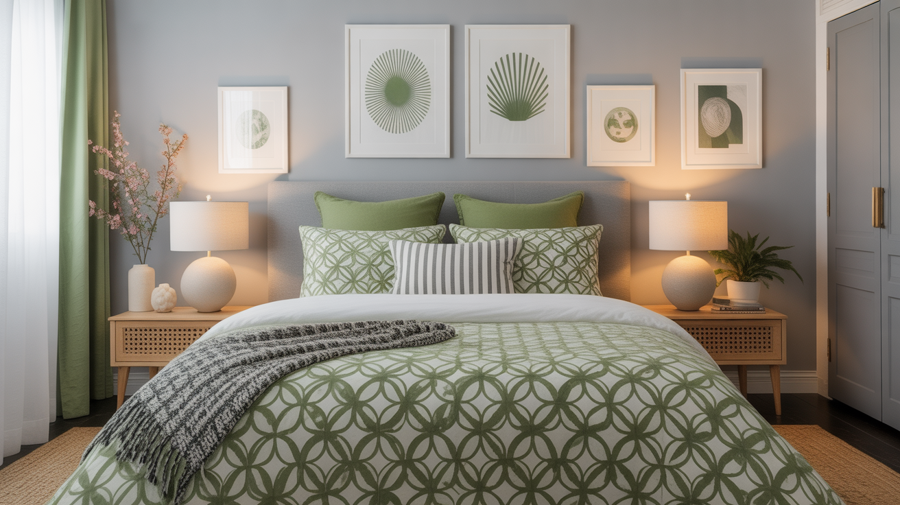 Green and Gray Bedroom