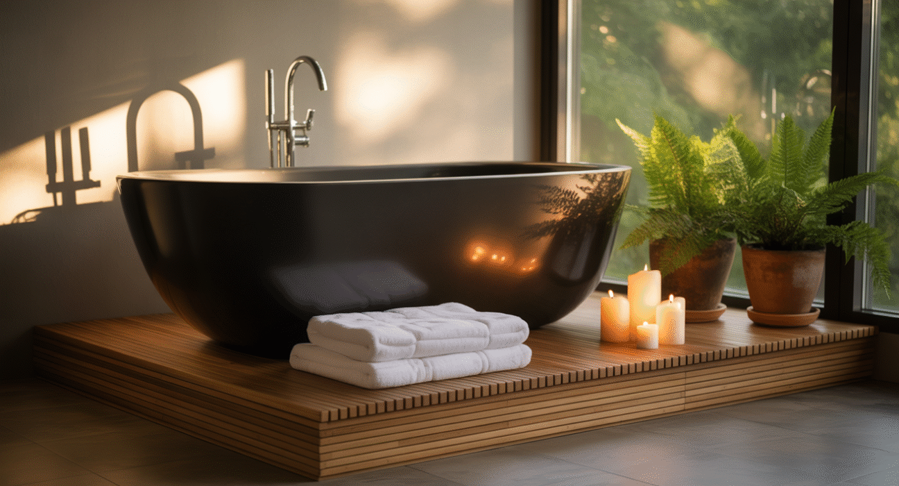 Black and Wood Bathroom Ideas