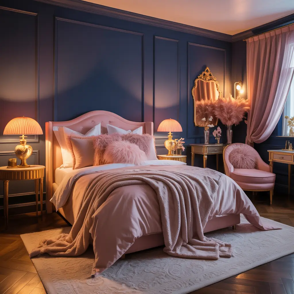 navy blue bedroom decor