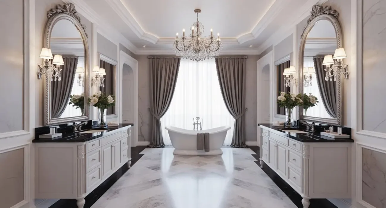 black and white tile bathroom