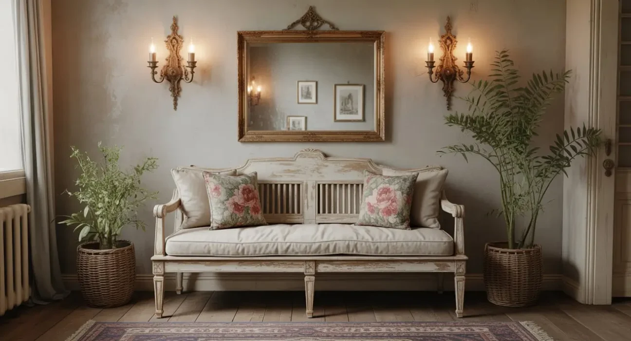 Entryway bench decor