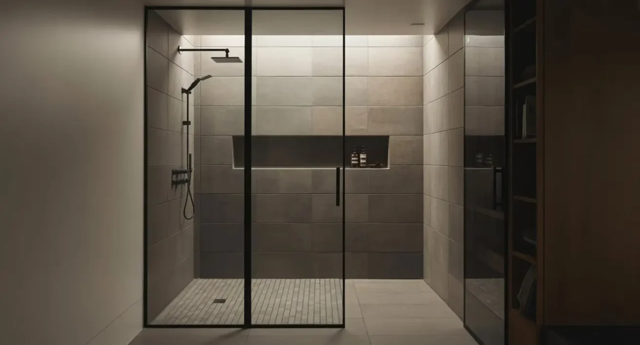 grey tile bathroom