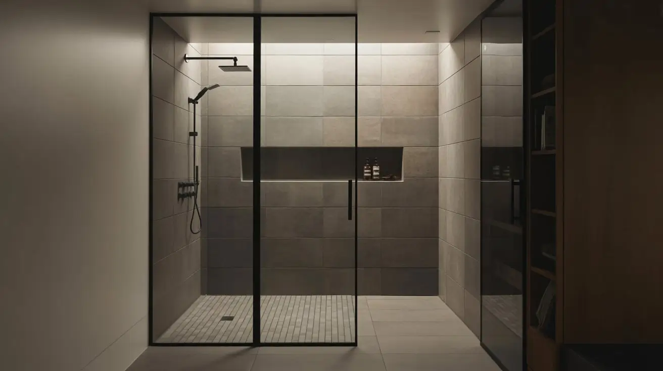 grey tile bathroom
