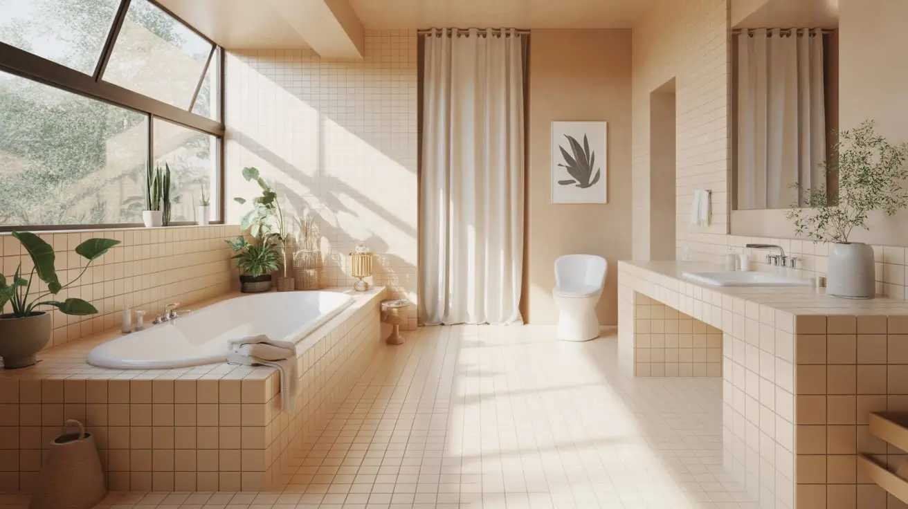beige tile bathroom