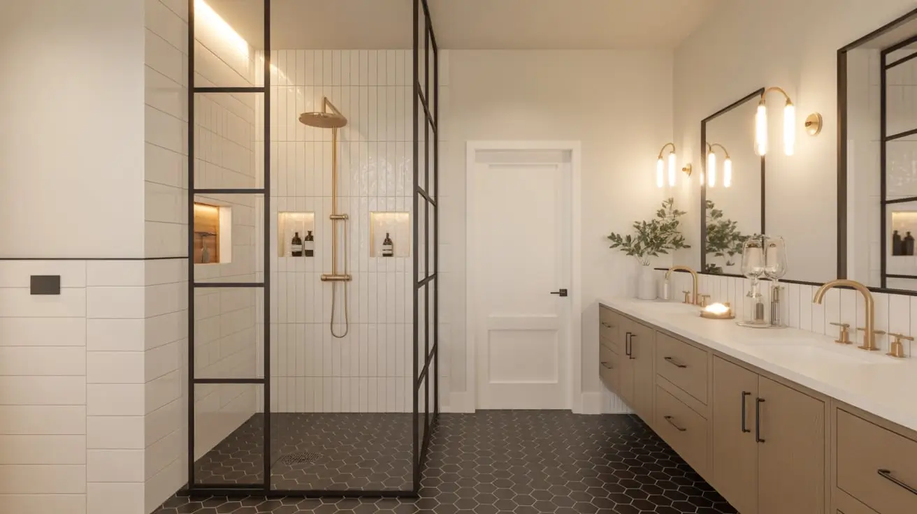 Black Hexagon Tile Bathroom