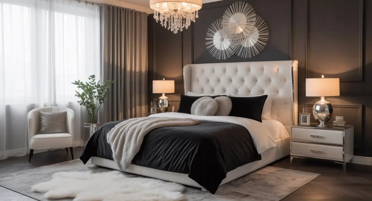 black and white bedroom decor