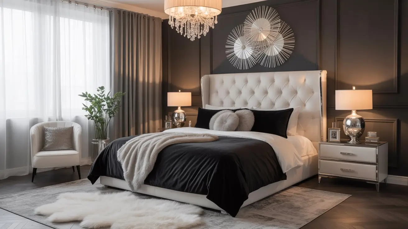 black and white bedroom decor