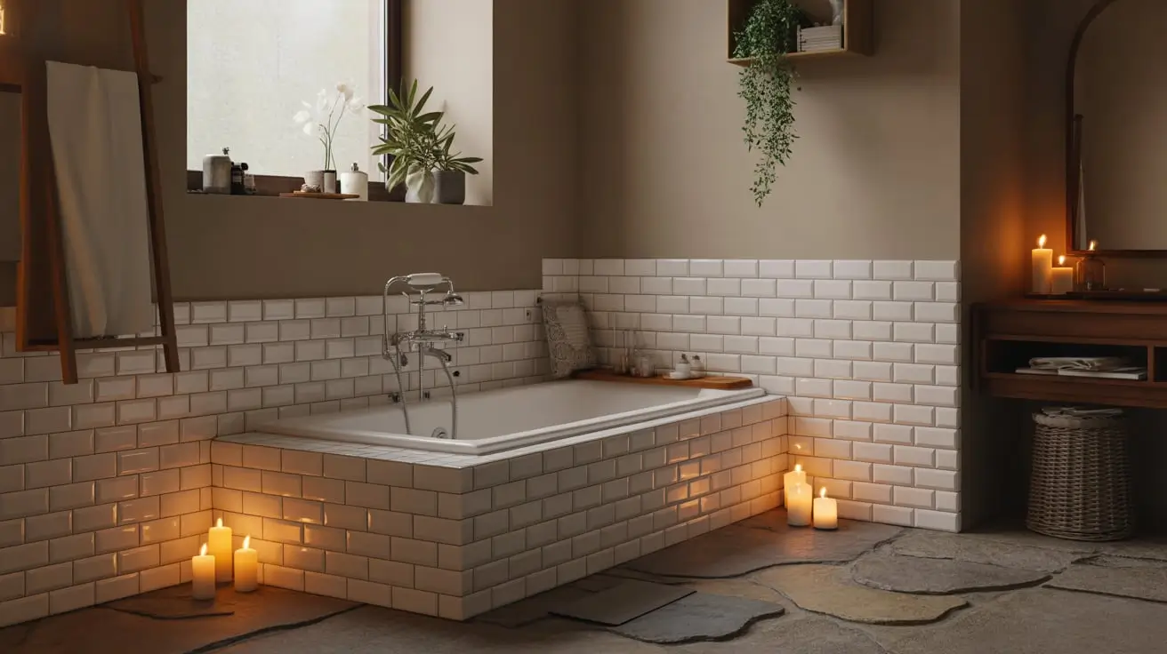 vertical subway tile bathroom