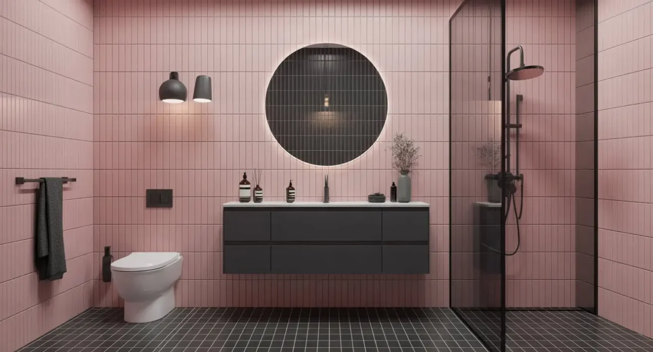 pink tile bathroom